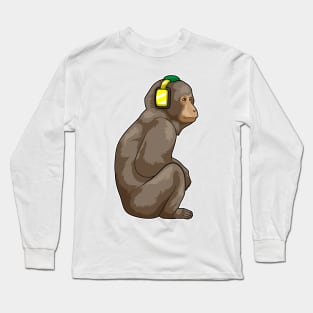 Monkey Headphone Music Long Sleeve T-Shirt